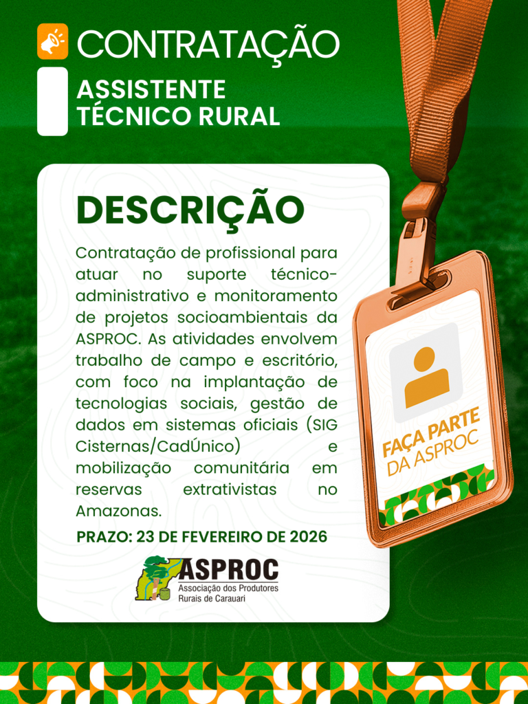 📢 VAGA ABERTA – ASSISTENTE TÉCNICO RURAL